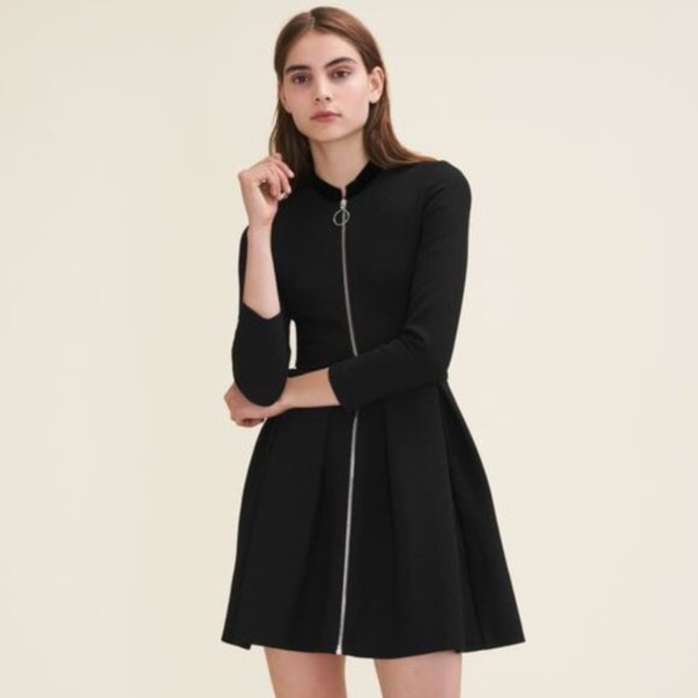 Maje Women's Black Ranelin Zip Front Mini Dress b3